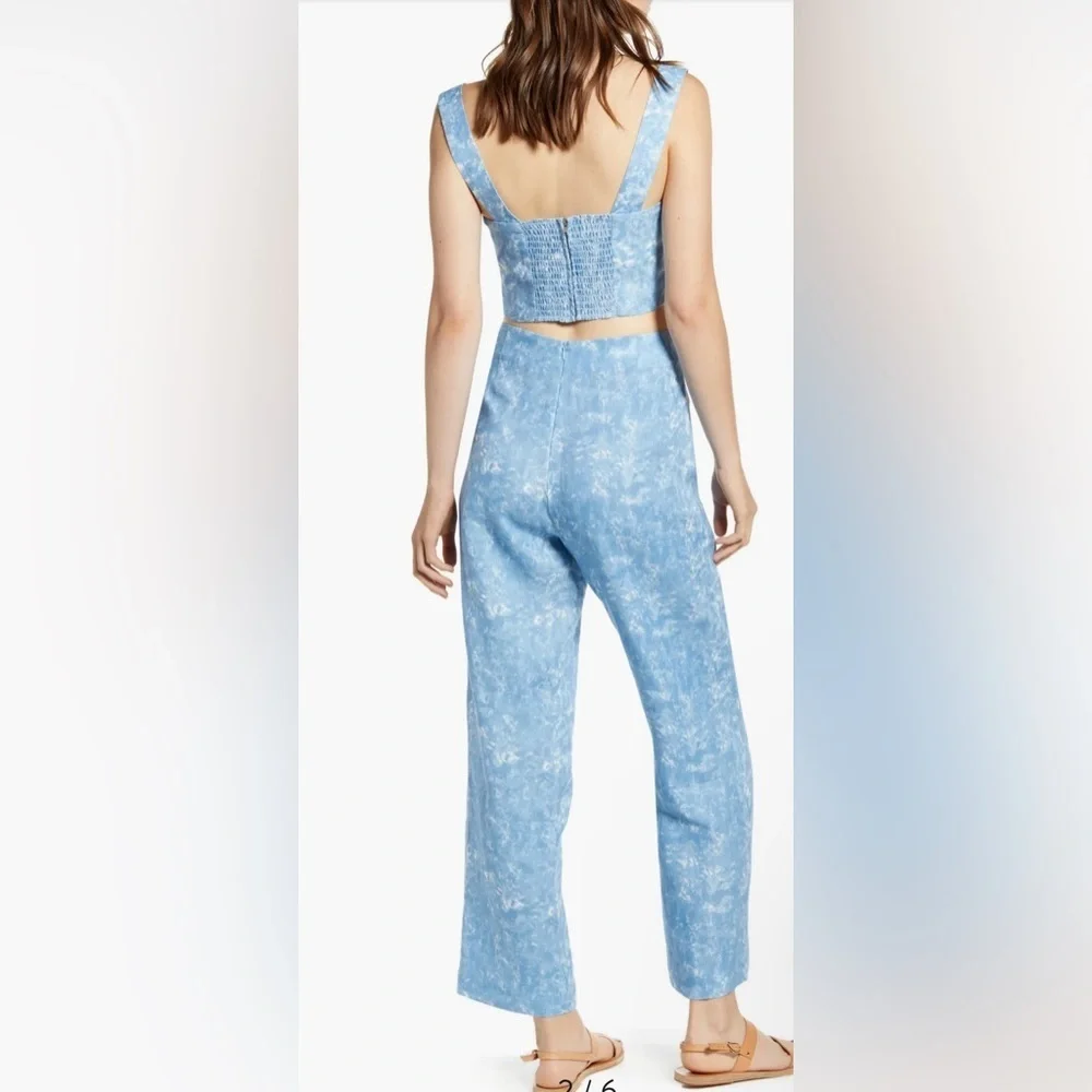 New! Reformation Mara 2–Piece Set Tie Dye Linen Cropped Top & Wide Leg 🩵 size 4